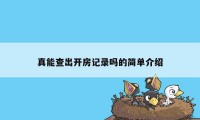真能查出开房记录吗的简单介绍