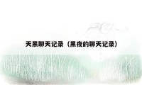 天黑聊天记录（黑夜的聊天记录）