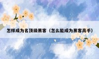 怎样成为名顶级黑客(怎么能成为黑客高手)