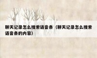 聊天记录怎么搜索语音条(聊天记录怎么搜索语音条的内容)