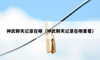 神武聊天记录在哪（神武聊天记录在哪里看）