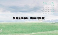 黑客是顺丰吗（顺丰的黑客）