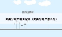 夫妻分财产聊天记录(夫妻分财产怎么分)