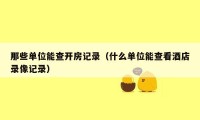 那些单位能查开房记录（什么单位能查看酒店录像记录）
