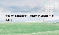三国志11破解补丁（三国志11破解补丁怎么用）