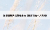 孙灏羽聊天记录哪来的(孙灏羽的个人资料)