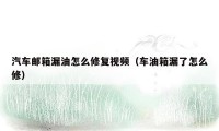 汽车邮箱漏油怎么修复视频（车油箱漏了怎么修）