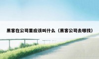 黑客在公司里应该叫什么（黑客公司去哪找）