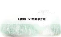 《黑客》txt的简单介绍