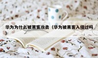 华为为什么被黑客攻击（华为被黑客入侵过吗）