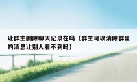 让群主删除聊天记录在吗（群主可以清除群里的消息让别人看不到吗）