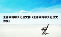 王者荣耀聊天记录文件（王者荣耀聊天记录文件夹）