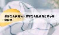 黑客怎么关隐私(黑客怎么隐藏自己的ip躲避网警)