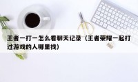 王者一打一怎么看聊天记录（王者荣耀一起打过游戏的人哪里找）