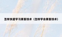怎样快速学习黑客技术（怎样学会黑客技术）