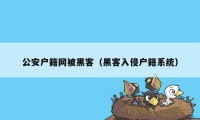 公安户籍网被黑客(黑客入侵户籍系统)