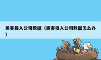 黑客侵入公司数据（黑客侵入公司数据怎么办）