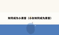 如何成为小黑客（小白如何成为黑客）