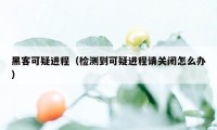 黑客可疑进程（检测到可疑进程请关闭怎么办）