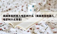 美国黑客机器人电影叫什么（美国黑客机器人电影叫什么来着）