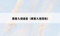 黑客入侵语音(黑客入侵耳机)