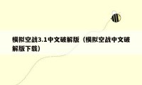 模拟空战3.1中文破解版(模拟空战中文破解版下载)