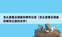 怎么查看云端备份聊天记录(怎么查看云端备份聊天记录的文件)