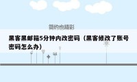 黑客黑邮箱5分钟内改密码（黑客修改了账号密码怎么办）