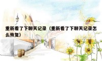 重新看了下聊天记录（重新看了下聊天记录怎么恢复）