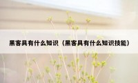 黑客具有什么知识（黑客具有什么知识技能）