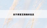 关于黑客王新鹤的信息