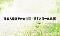 黑客入侵属于什么犯罪（黑客入侵什么意思）
