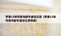 苹果12如何查询副号通话记录（苹果12如何查询副号通话记录明细）