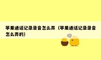 苹果通话记录录音怎么弄（苹果通话记录录音怎么弄的）