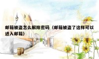 邮箱被盗怎么解除密码（邮箱被盗了这样可以进入邮箱）