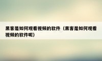 黑客是如何观看视频的软件(黑客是如何观看视频的软件呢)