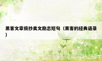 黑客文章摘抄美文励志短句（黑客的经典语录）