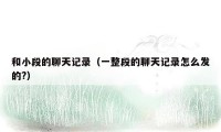 和小段的聊天记录（一整段的聊天记录怎么发的?）