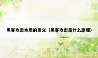 黑客攻击本质的意义（黑客攻击是什么原理）