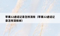 苹果12通话记录怎样清除（苹果12通话记录怎样清除掉）
