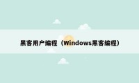 黑客用户编程（Windows黑客编程）