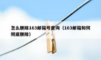 怎么删除163邮箱号查询（163邮箱如何彻底删除）