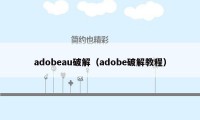 adobeau破解（adobe破解教程）