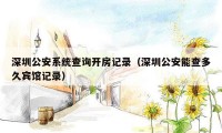 深圳公安系统查询开房记录(深圳公安能查多久宾馆记录)